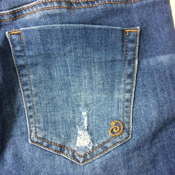 Indigo Rein Women Jean Shorts Size 5 Distressed Mid Rise Denim Medium Wash - Picture 5 of 8